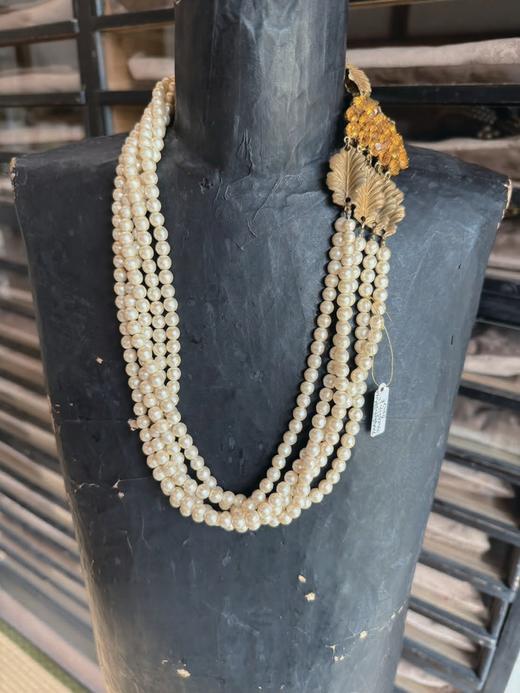 在途4周到｜Monshiro-vintage系列-珍珠 树叶 复古 项链［日本设计师］ 商品图0