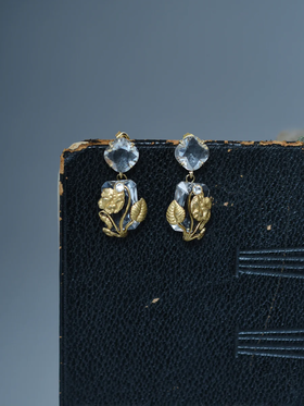 在途4周到｜Monshiro-pansy-三色堇 水晶 吊坠 耳环［日本设计师］