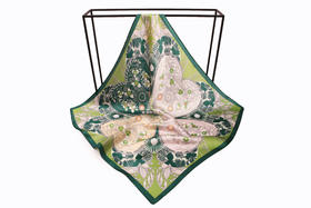 【多样屋专柜】兰之魅  BLUE CHARM艺术金小方巾 100%优质桑蚕丝53*53cm