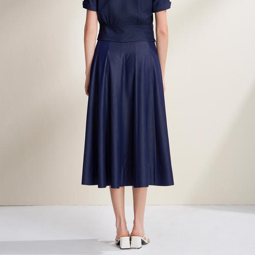 EITIE爱特爱时尚显瘦伞裙仿牛仔轻薄舒适过膝半身裙2026夏季新款B2606216 商品图4