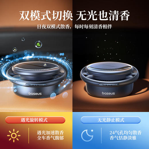 倍思 高端车载香薰摆件 逸动 太阳能动力旋转扩香 无需充电 配套三个香薰片 商品图4