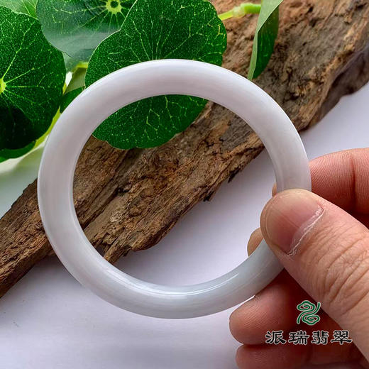派瑞翡翠 翡翠手镯 糯种 白色 商品图2