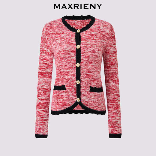 MAXRIENY廓形小香风针织外套羊毛混纺开衫长袖上衣女冬日甜柔穿搭(货号:MS86JA753) 商品图4