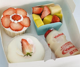 单人份下午茶 纸杯花+雪媚娘+益力多+水果10份起订