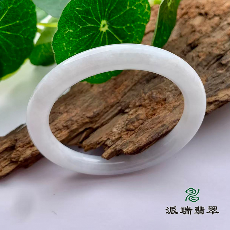 派瑞翡翠 翡翠手镯 糯种白色