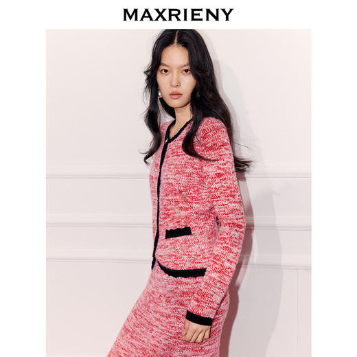 MAXRIENY廓形小香风针织外套羊毛混纺开衫长袖上衣女冬日甜柔穿搭(货号:MS86JA753) 商品图2