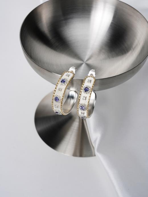 北京仓｜Diaperis Paris-ESSIA-银色 青金石 锆石 耳环［法国设计师］ 商品图1