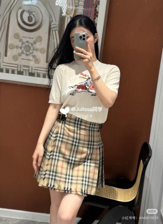 BUR十字绣骑士徽标短袖羊毛罩衫，100% 80支精纺羊毛 商品图4