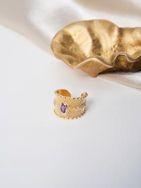 北京仓｜Diaperis Paris-LIDIA-金色 紫水晶 锆石 戒指［法国设计师］