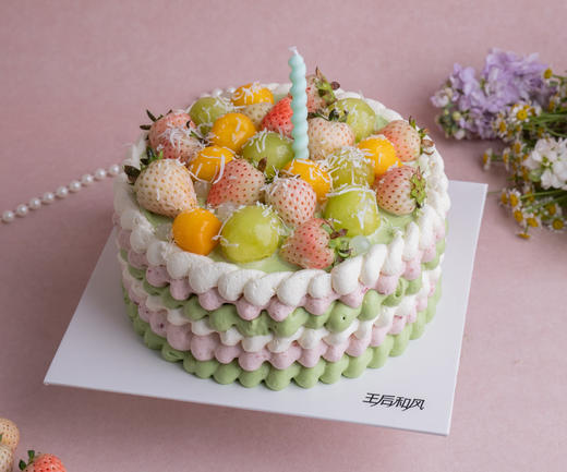 【油画玫珑】双莓慕斯+玫珑蜜瓜+原味戚风胚（提前一天预定） 商品图0