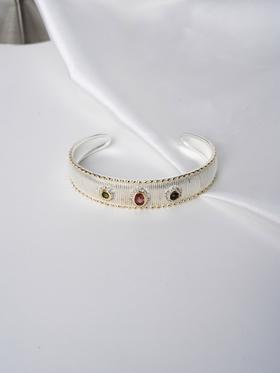 北京仓｜Diaperis Paris-TESSAI-银色 碧玺 锆石 手镯［法国设计师］