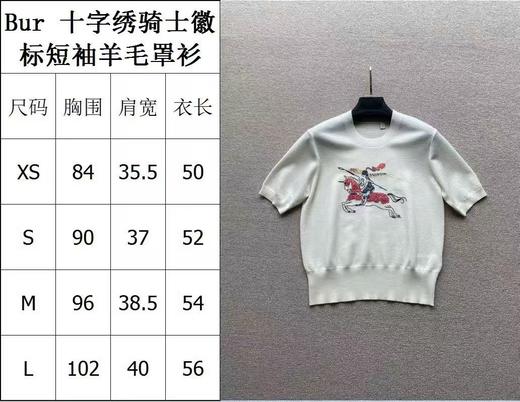 BUR十字绣骑士徽标短袖羊毛罩衫，100% 80支精纺羊毛 商品图8