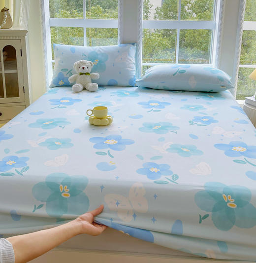 自然醒A类全棉老粗布床笠罩纯棉床垫保护罩全包宿舍单人床单枕套席梦思隔脏套NH177 商品图5