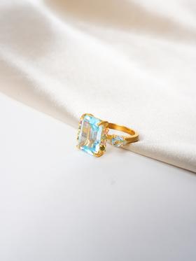 北京仓｜Diaperis Paris-ILIOS-金色 碧玺 蓝托帕石 戒指［法国设计师］
