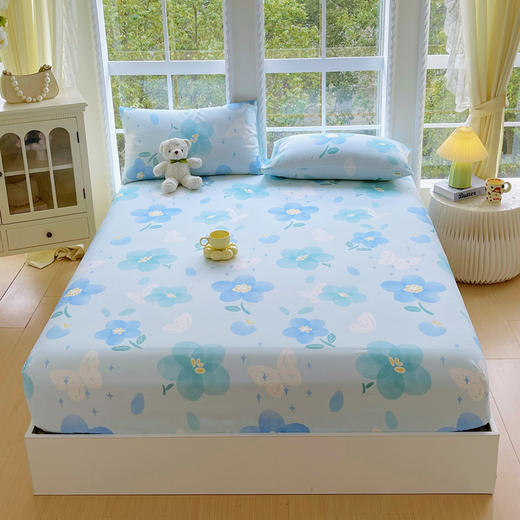 自然醒A类全棉老粗布床笠罩纯棉床垫保护罩全包宿舍单人床单枕套席梦思隔脏套NH177 商品图0