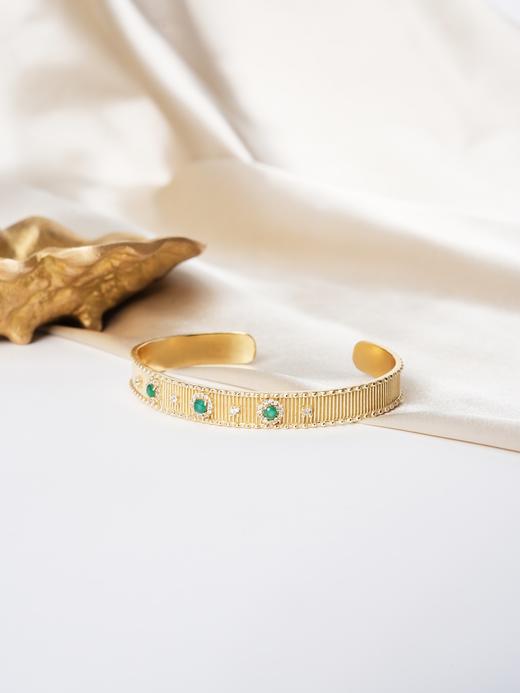 北京仓｜Diaperis Paris-SAO-金色 绿玛瑙 锆石 手镯［法国设计师］ 商品图0