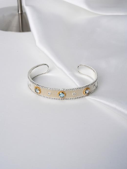 北京仓｜Diaperis Paris-SOLENA-银色 蓝托帕石 锆石 手镯［法国设计师］ 商品图0
