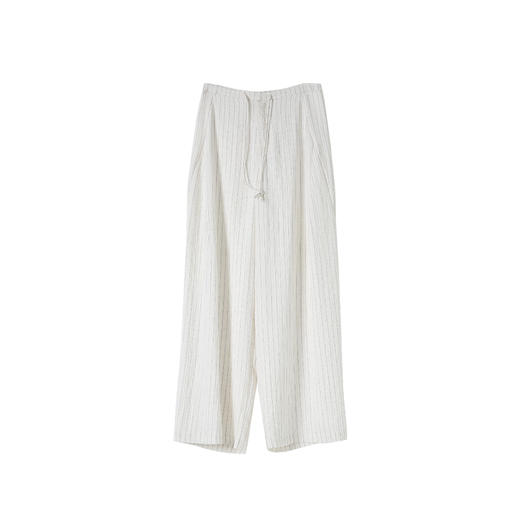 VIMAGE纬漫纪2026夏季新款撞色竖条纹显瘦高腰阔腿休闲长裤V2505219 商品图5