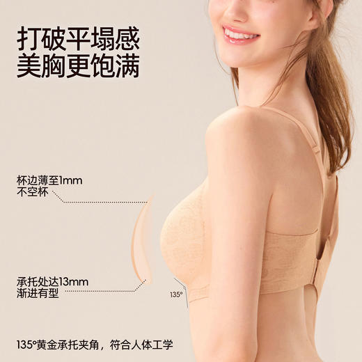 好奇蜜斯无痕蕾丝内衣女小胸聚拢无钢圈文胸罩套装26夏薄防下垂白-米奥 商品图3