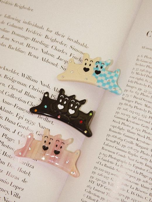 Tagi 两只小狗镶钻刘海夹 镶嵌钻石可爱醋酸刘海夹发卡发夹 商品图4