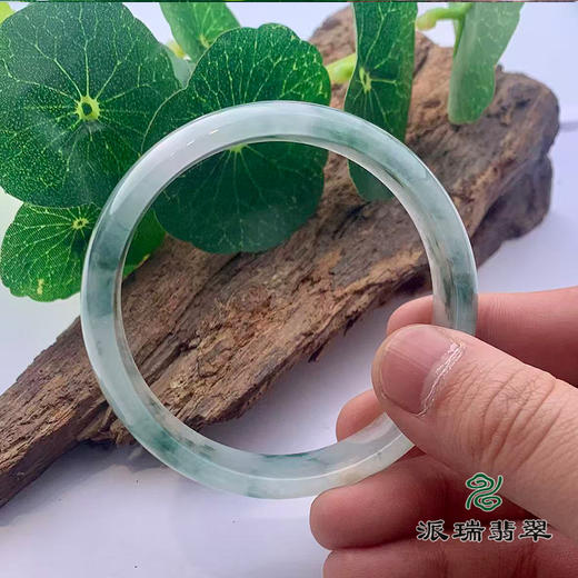 派瑞翡翠 翡翠手镯 糯种 绿色 飘花 商品图3