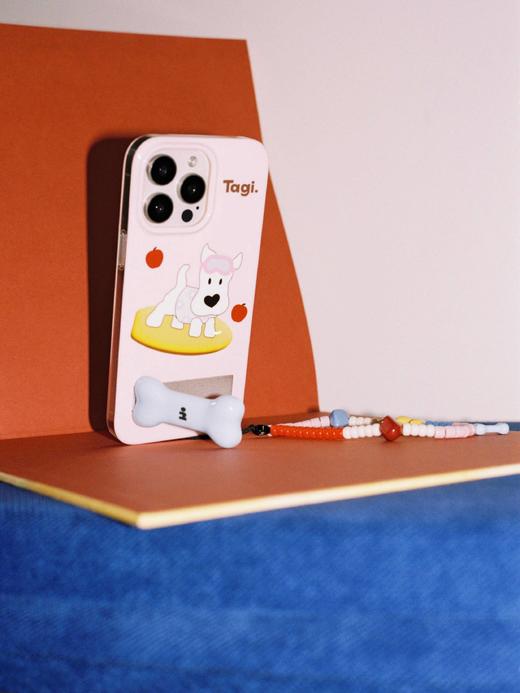 Tagi 开心骨头小尾巴手机壳 黄油 开心餐桌撞色小骨头隐藏小尾巴折叠金属支架手机壳手机链条苹果手机壳 商品图5