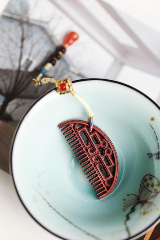 檀香/紫檀【半月梳】小把件挂件 商品图11