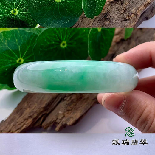 派瑞翡翠 翡翠手镯 糯种 绿色 飘花 商品图2