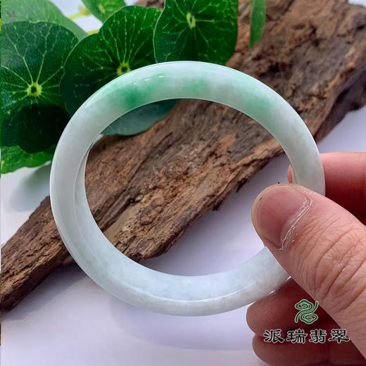 派瑞翡翠 翡翠手镯 糯种 绿色 飘花 商品图3