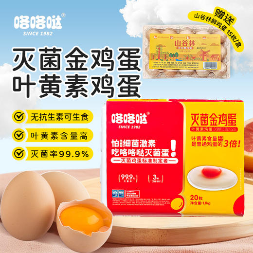 咯咯哒灭菌金鸡蛋叶黄素鸡蛋20枚/盒赠山谷林鸡蛋15枚 商品图0