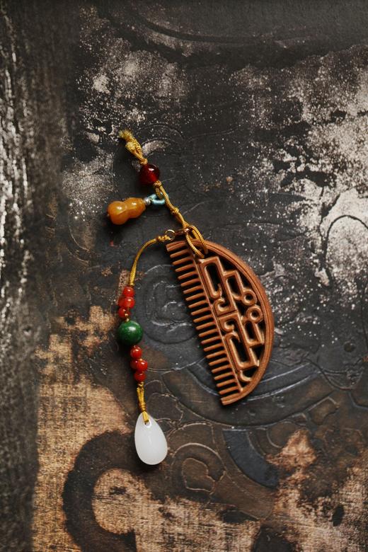 檀香/紫檀【半月梳】小把件挂件 商品图4