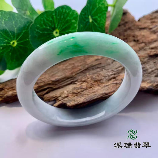 派瑞翡翠 翡翠手镯 糯种 绿色 飘花 商品图0