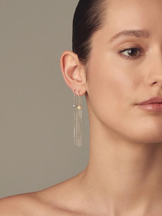 订购10周到｜Mizuki-Sea of Beauty-美丽之海  链条悬挂式 灰色 Akoya珍珠 耳环［美国设计师］ 商品图1