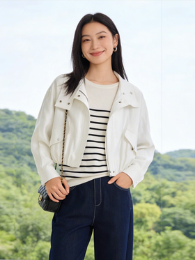 现货 臣禾	【轻氧珠光短外套】小个子必备立翻领休闲夹克	9261010175