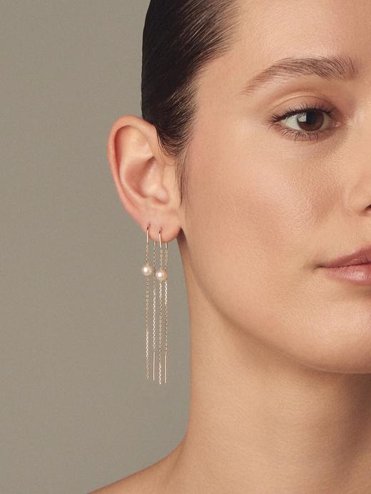 订购10周到｜Mizuki-Sea of Beauty-美丽之海  链条悬挂式 白色 Akoya珍珠 耳环［美国设计师］ 商品图1