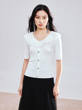 精致日常套头毛针织衫25夏修身显瘦肌理感上衣（MS86SW016A10）