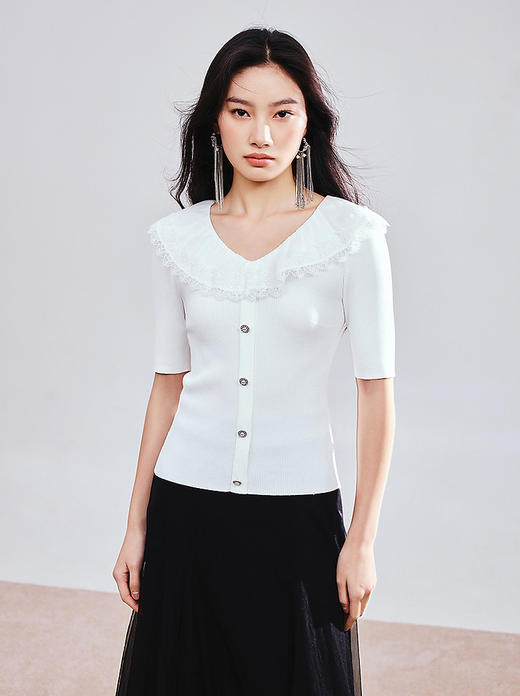 精致日常套头毛针织衫25夏修身显瘦肌理感上衣（MS86SW016A10） 商品图0