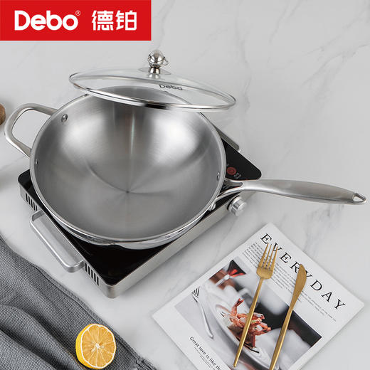 Debo德铂-贝沃恩炒锅 不锈钢·无涂层（配玻璃锅盖） 商品图4