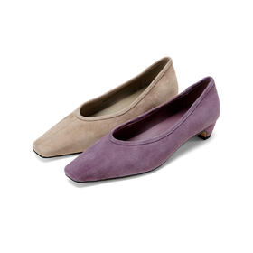 Westory2026年春季绒面彩色方头低跟单鞋鞋休闲通勤浅口鞋W26AE51171