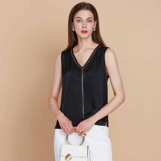 EITIE爱特爱夏季新款V领无袖简约小上衣7713413 商品图7