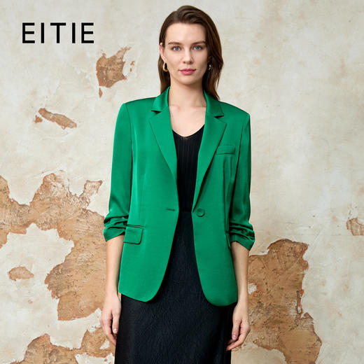EITIE爱特爱气质单扣中袖薄款缎面高级西装外套夏季新款8203905 商品图0