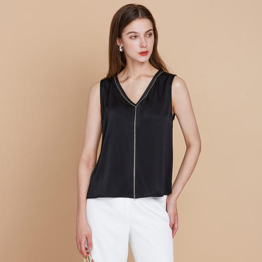 EITIE爱特爱夏季新款V领无袖简约小上衣7713413 商品图8