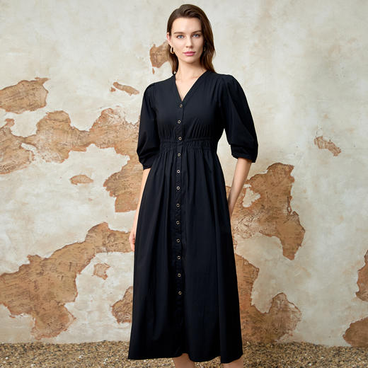 EITIE爱特爱法式时尚收腰气质V领显瘦高腰连衣裙夏季新款8207916 商品图8