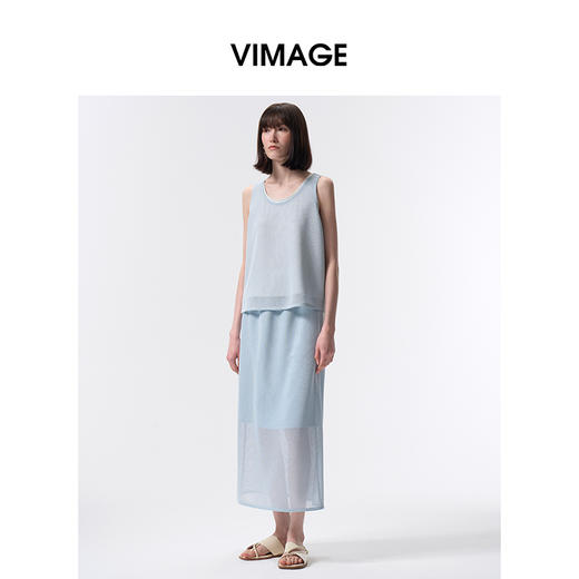 VIMAGE纬漫纪2026夏季新款时尚百搭显瘦松紧腰半身裙V2506207 商品图1