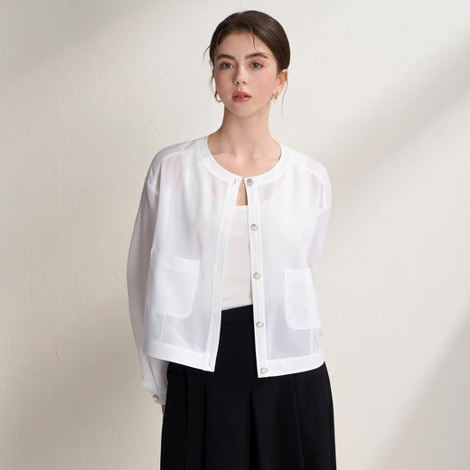 EITIE爱特爱轻薄透气白色清爽简约短款舒适休闲外套2026夏季新款B2603202 商品图2
