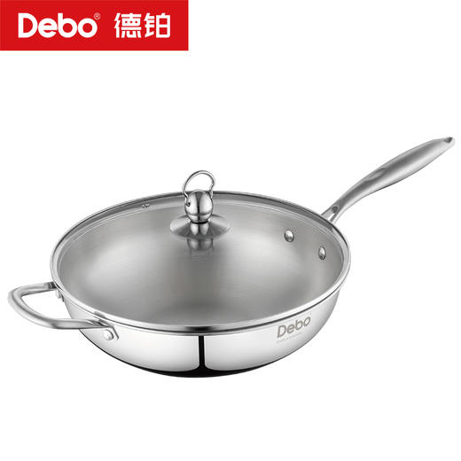 Debo德铂-贝沃恩炒锅 不锈钢·无涂层（配玻璃锅盖） 商品图5