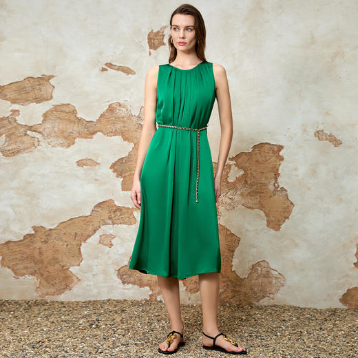 EITIE爱特爱法式优雅气质百褶收腰无袖连衣裙夏新款8207937 商品图1