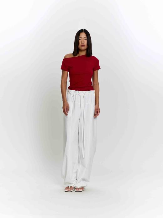 斜肩撞色领T恤 商品图0