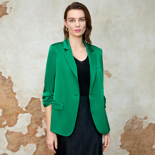 EITIE爱特爱气质单扣中袖薄款缎面高级西装外套夏季新款8203905 商品图1