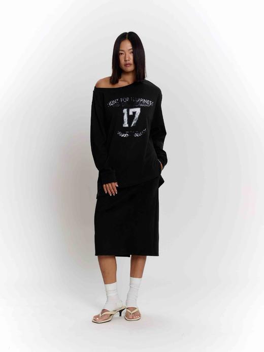 斜肩印花T恤 商品图0